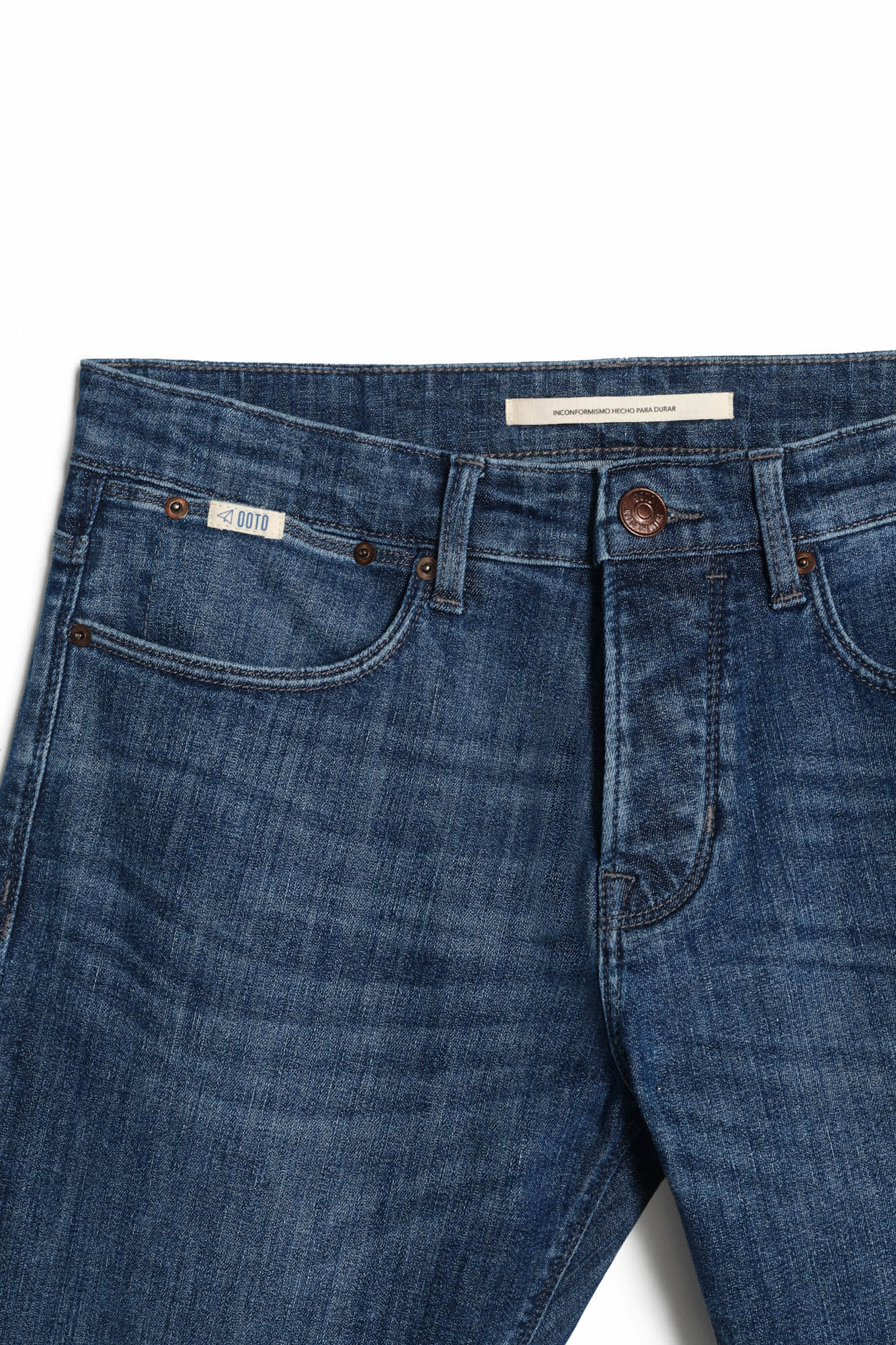 Calça jeans slim de lavagem escura - Azul