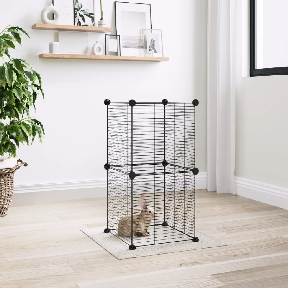 VidaXL Cage pour animaux - 8 panneaux - Noir