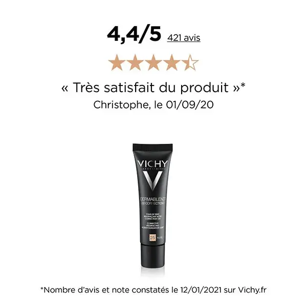 Base Corretiva e Rejuvenescedora Vichy Dermablend 3D nº 25 Nude 30ml