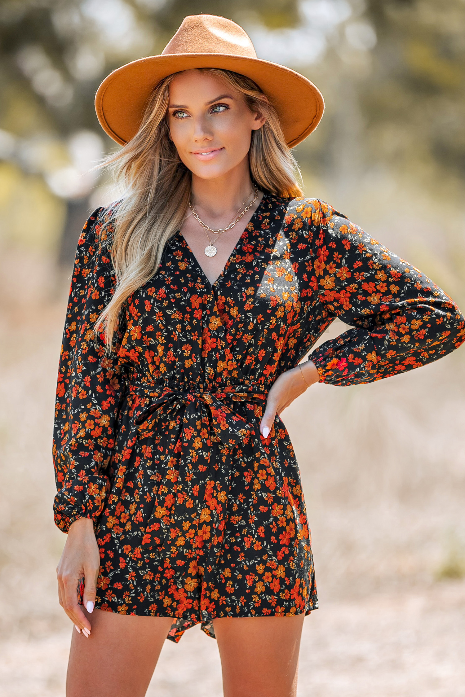 Combishort avec ceinture à imprimé floral