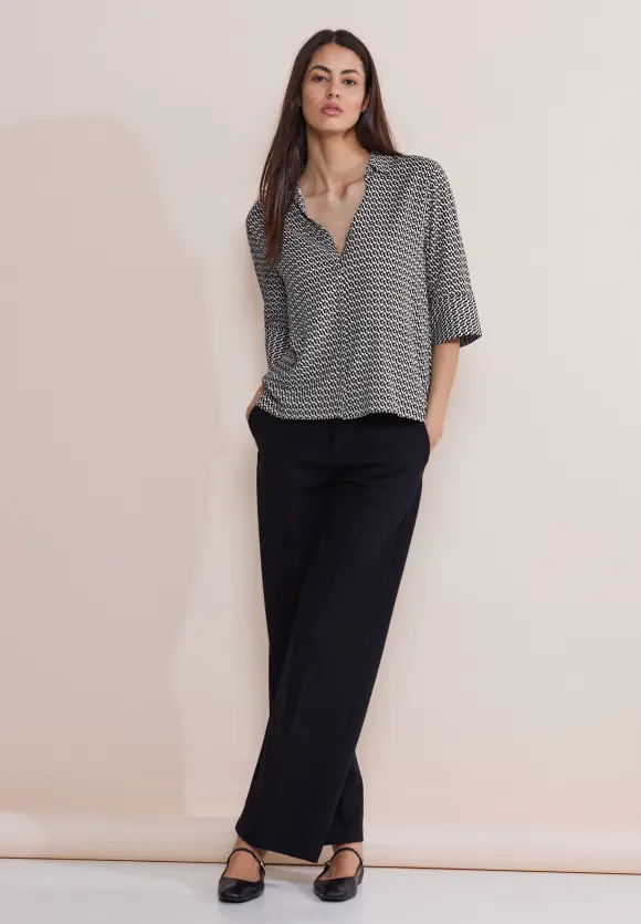 Print Viskosebluse - Black