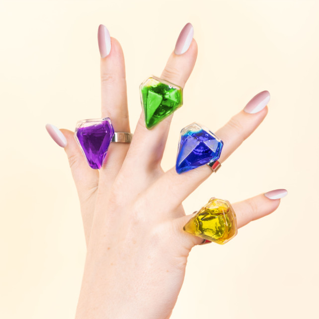 Bague en verre soufflé - Diamant Medium transparent