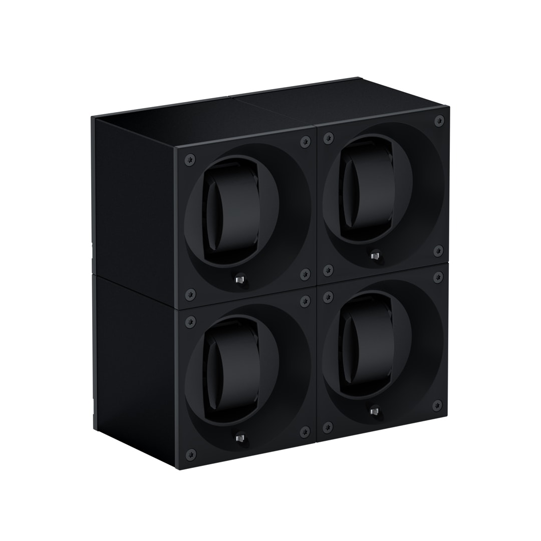 SwissKubik Masterbox Aluminium Schwarz - 4 Uhren