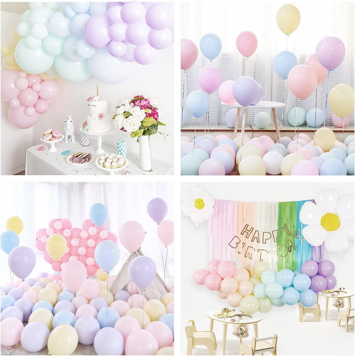 (235-tlg. Set) Party Deko Ballons Pastell Latex Luftballons - Bunt