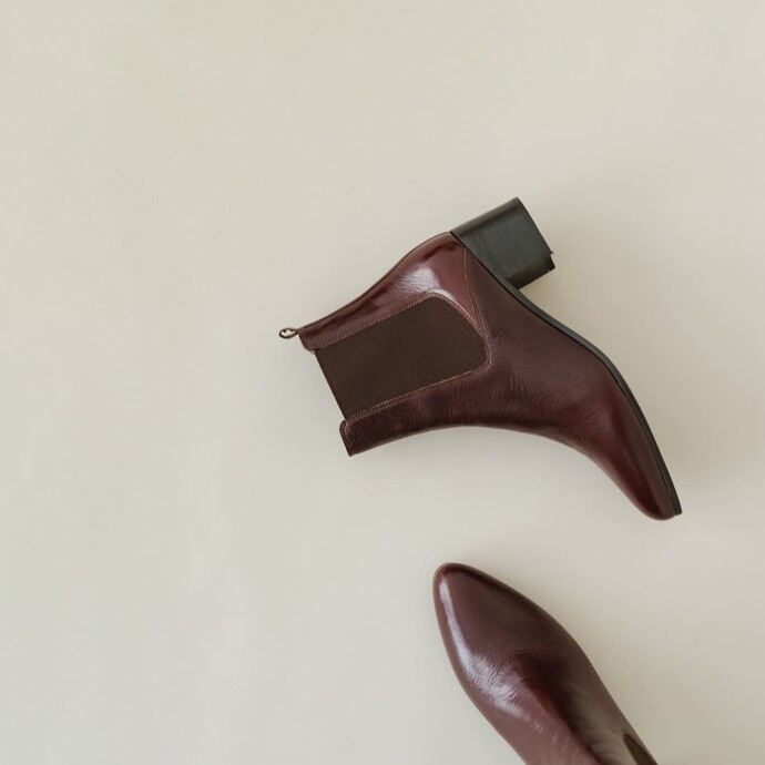 Bottines à talons  en cuir vieilli marron