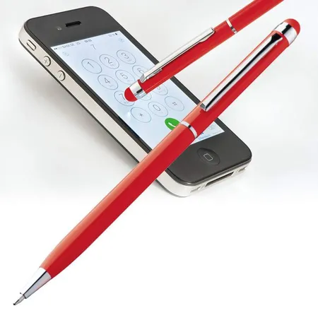 Easy Gifts Touchpen Drehkugelschreiber aus Edelstahl, rot, 10 Stück
