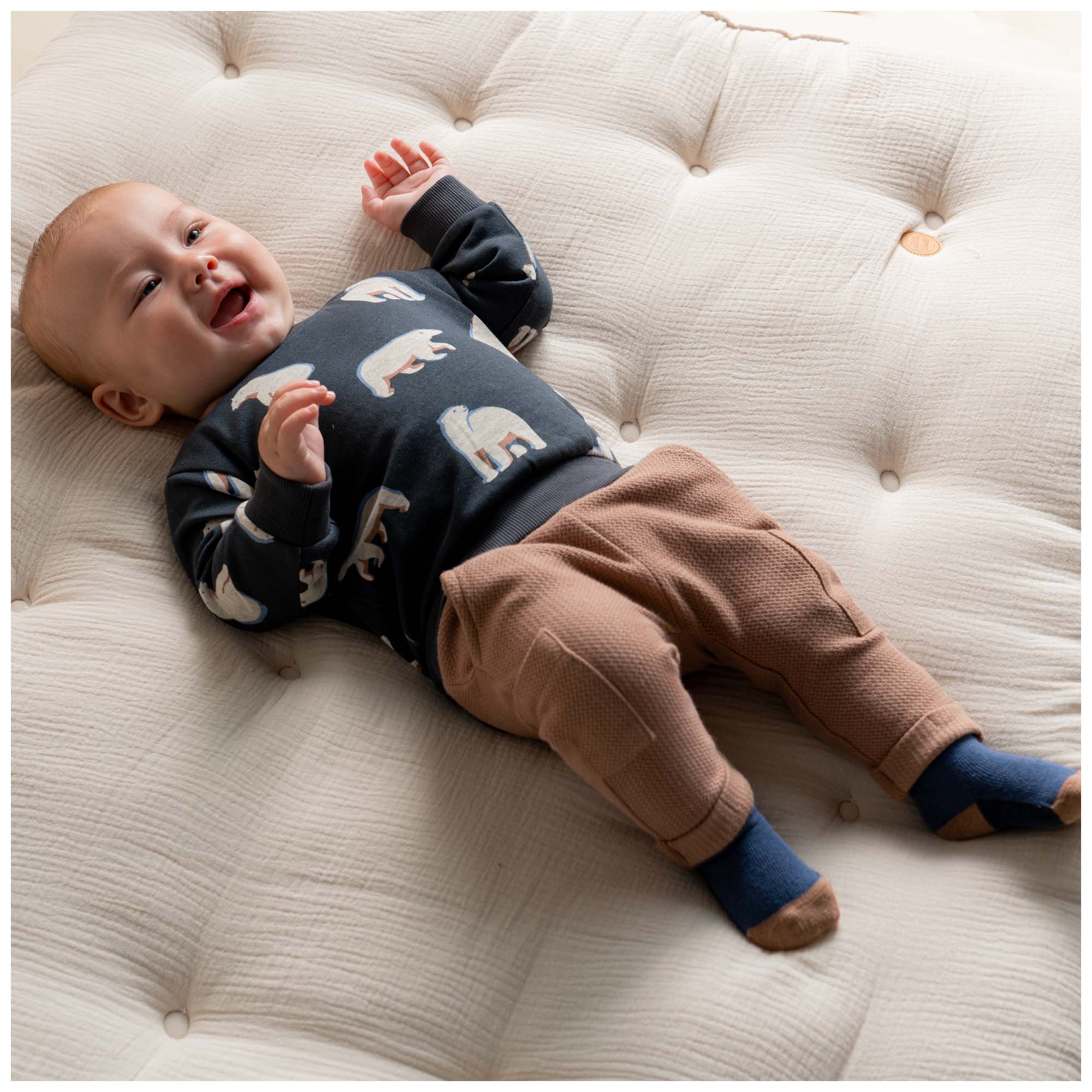 Prénatal baby sweater lange mouwen all over print blauw