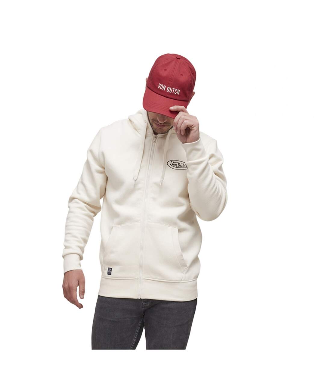 Sweat zippé avec capuche en coton homme Slimane