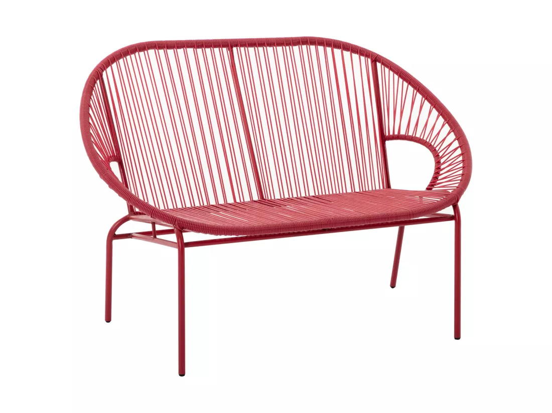 Salon de jardin en fils de résine tressés : 2 fauteuils, un banc et une table - Terracotta - ALIOS III de MYLIA