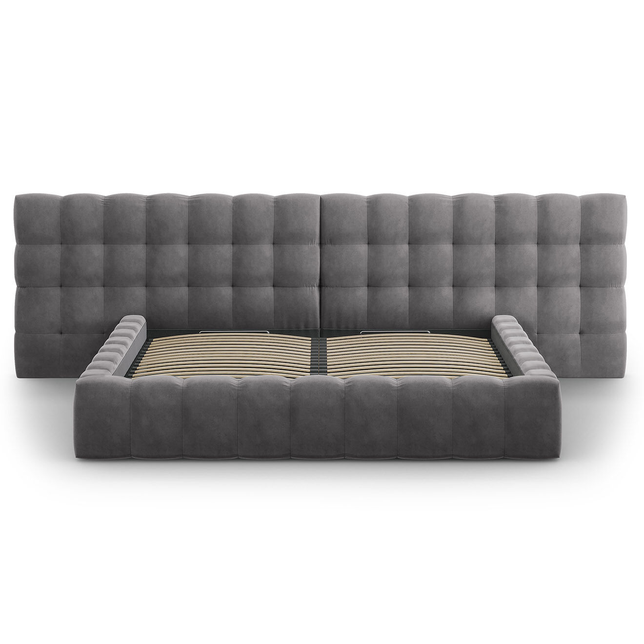 Cosmopolitan Design Lit avec coffre de rangement Bali Velours gris - 200x200 cm