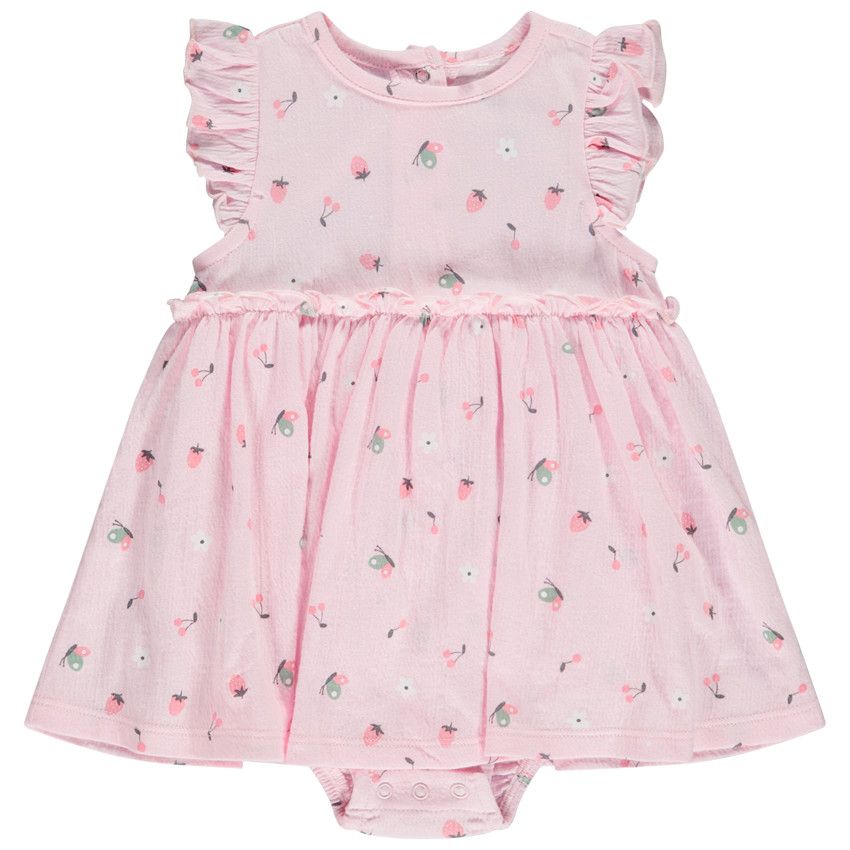 Robe body en jersey froissé imprimé pour bébé fille - Rose