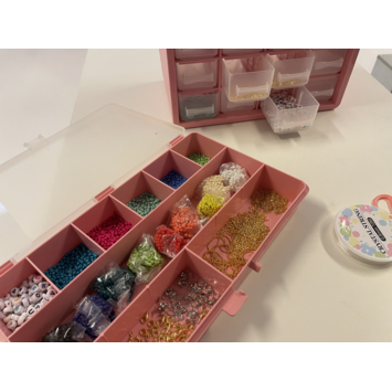 Sorteerdoos met 7 vakken roze