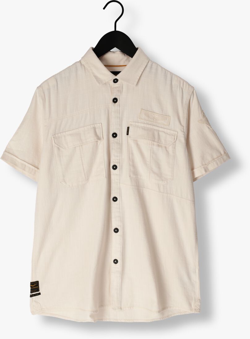 PME LEGEND gebroken wit pme legend casual overhemd short sleeve shirt ctn slub