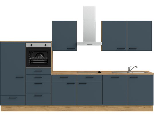 CONCEPT1 - Pack Cuisine Carena 360cm L12 Gauche Bleu fjord ultra-mat