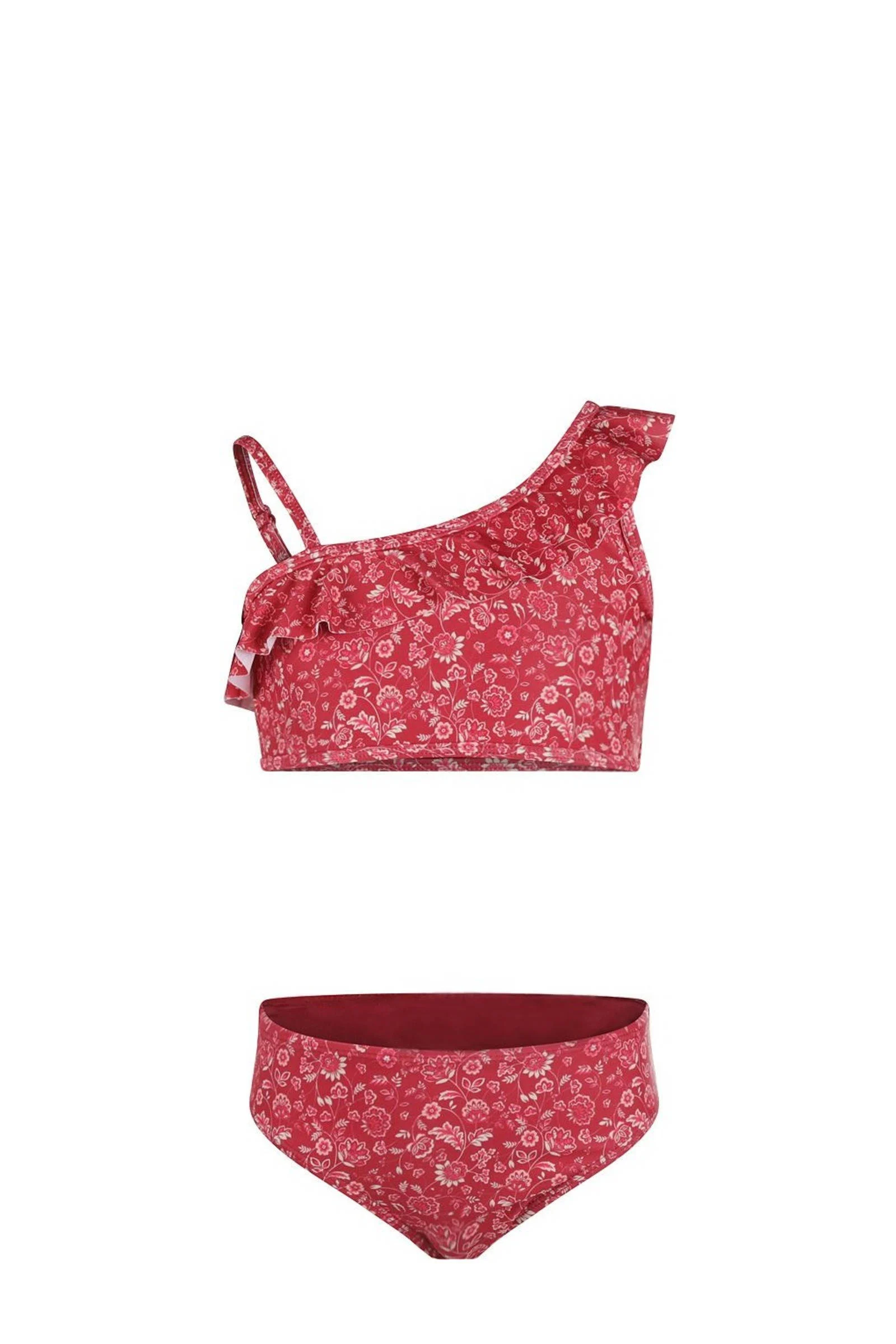 No Way Monday crop bikini met ruches rood/wit