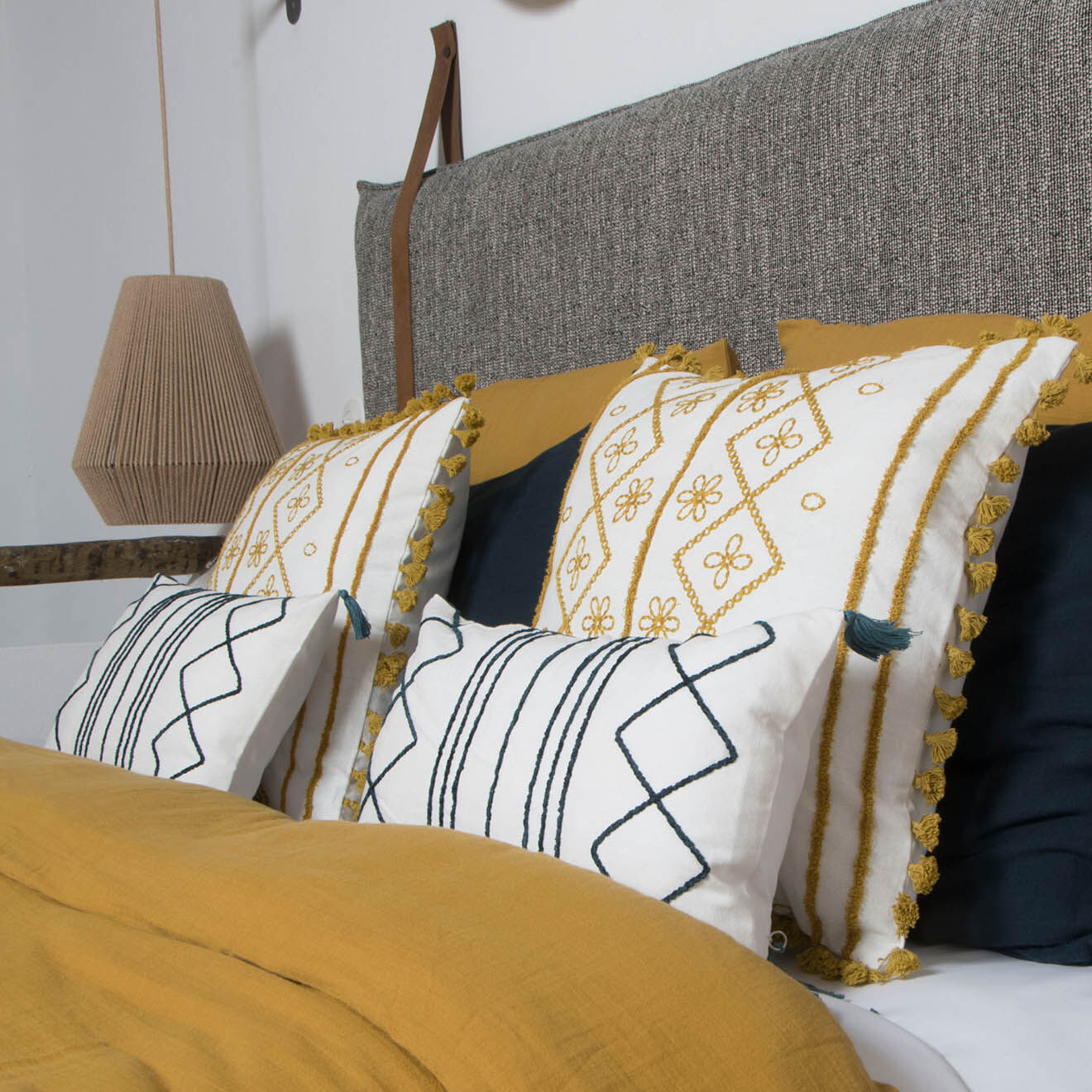 Febronie Housse de coussin Tanger jaune - 50x50 cm