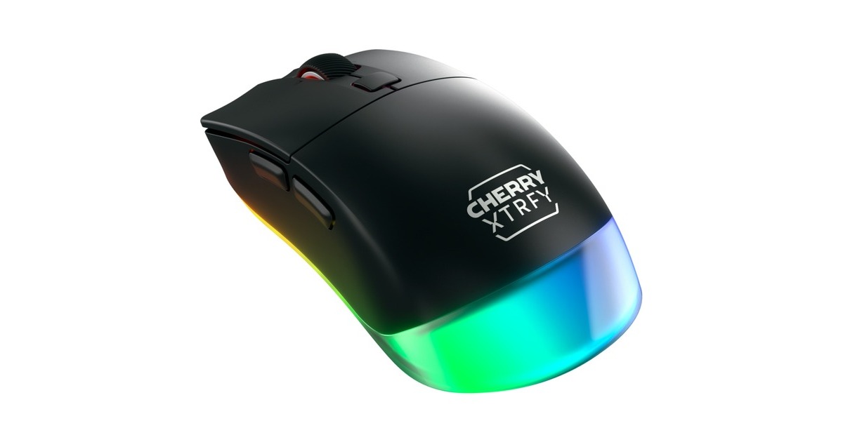 CHERRYXTRFY M50 Wireless gaming muis  (Zwart, 12.000 dpi, RGB, Bluetooth 5.2 / 2.4 Ghz / USB)