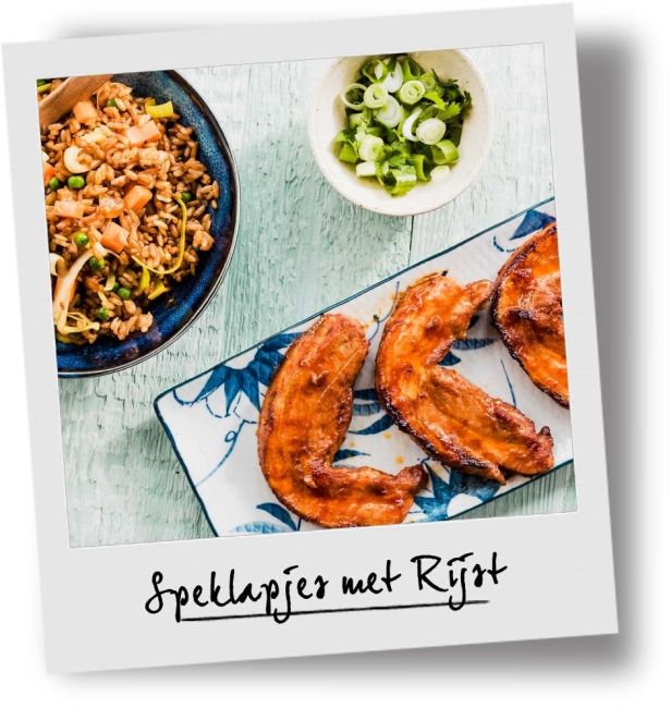 Speklapjes met gebakken rijst