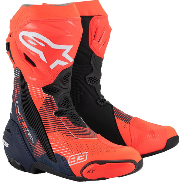 Alpinestars - Bottes Supertech R Vented LE Marquez R04 Rouge fluo / Bleu foncé / Noir