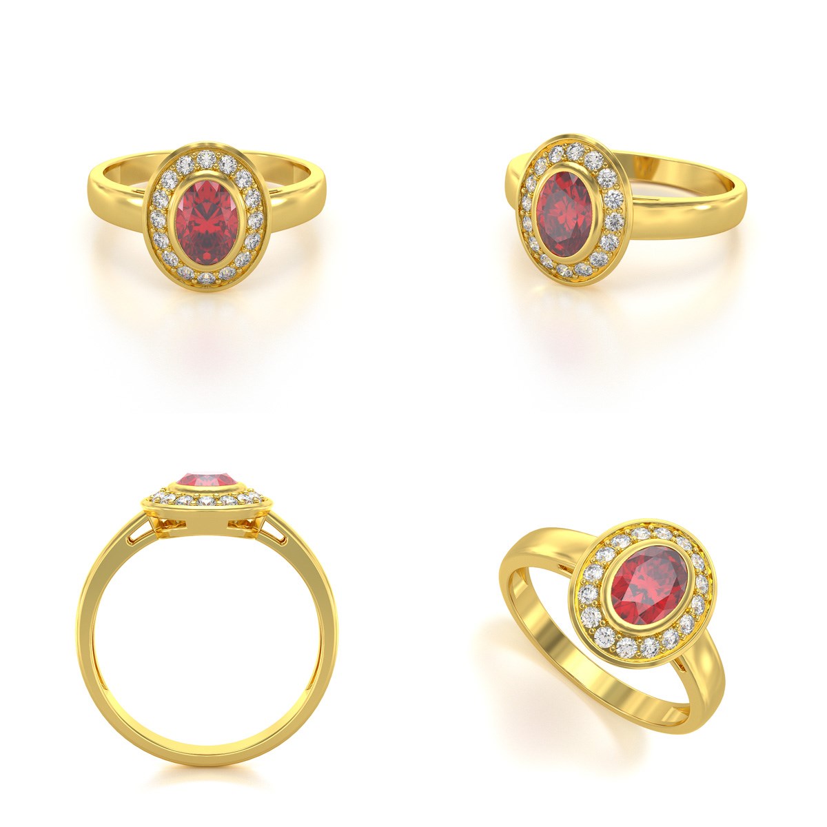 Bague ADEN ADEN Or 585 585 Jaune Rubis et diamants 2.788grs
