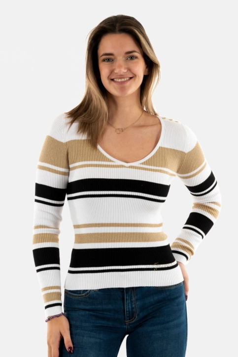 Pull leger guess jeans w5rr22 s04f white black gold str