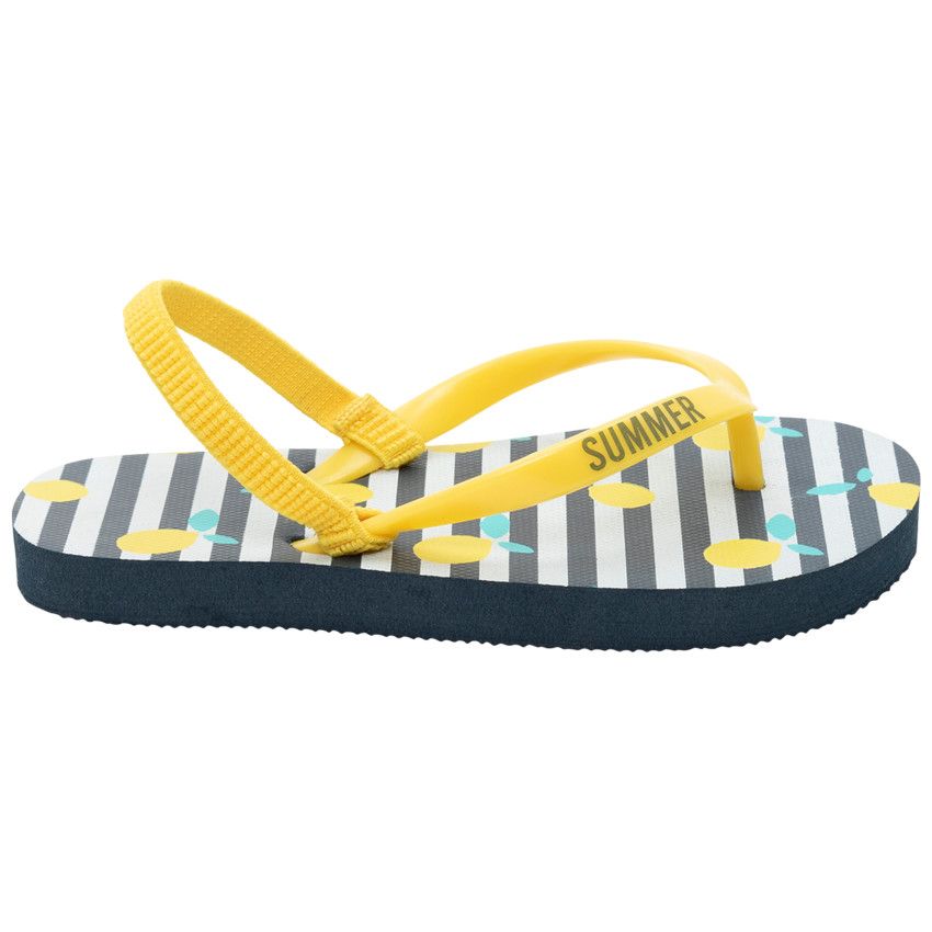 Tongs à rayures et citrons avec lanière au dos - Jaune