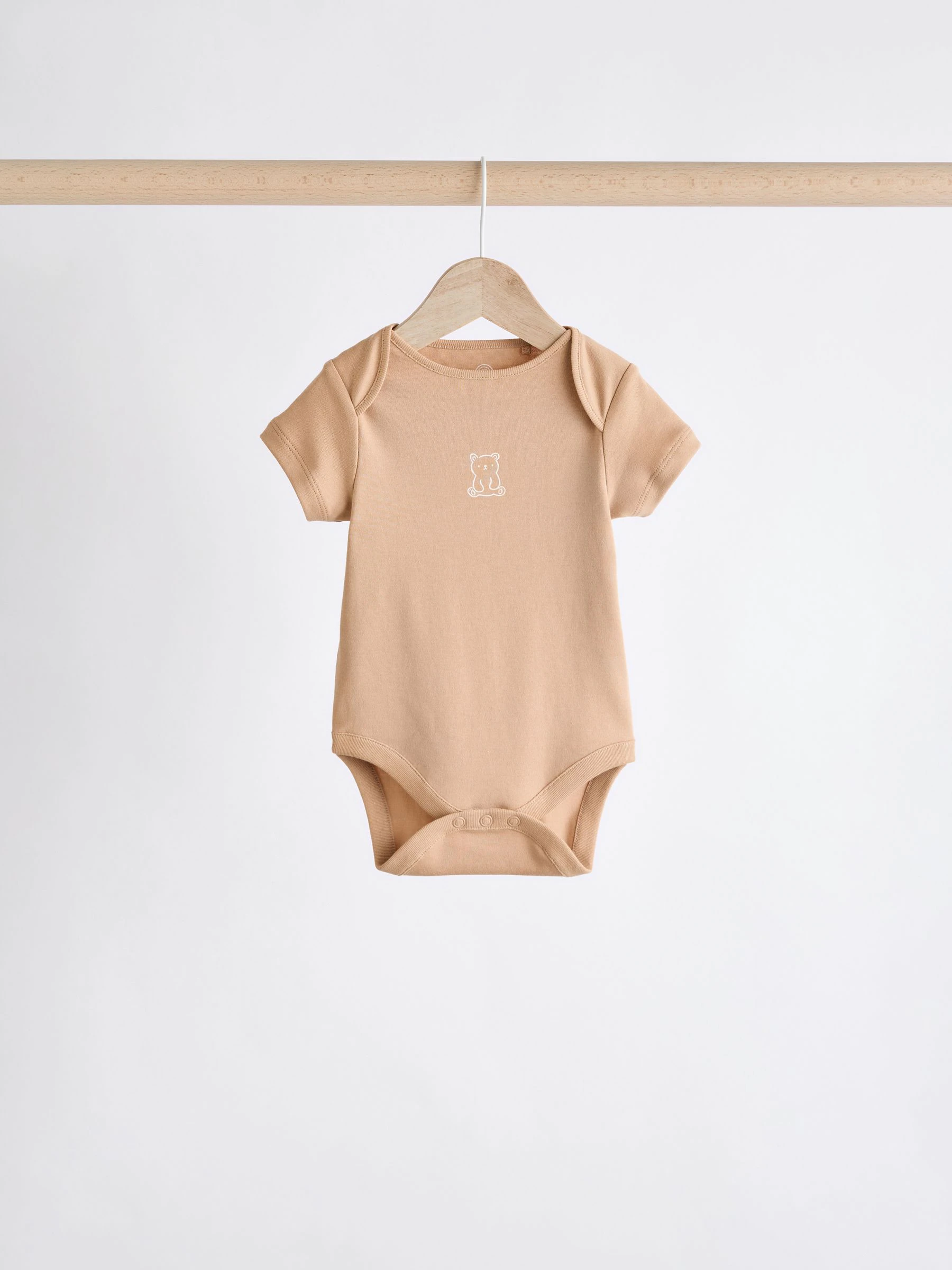 Neutraal - Babyrompers met korte mouwen en berenprint 5 stuks