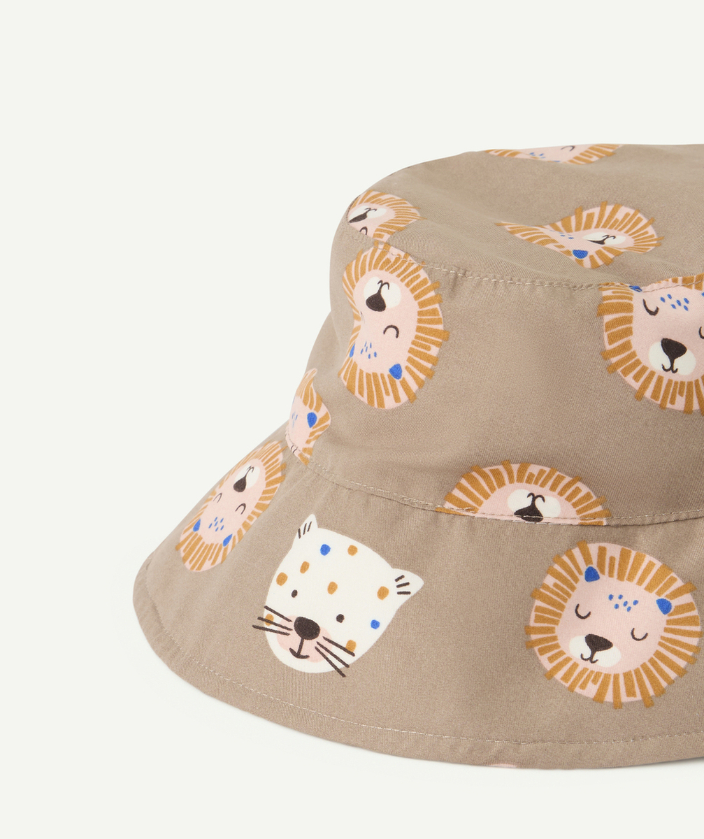 LASSIGBOB ANTI-UV BÉBÉ MIXTE RÉVERSIBLE MARRON AVEC IMPRIMÉ ANIMAUX