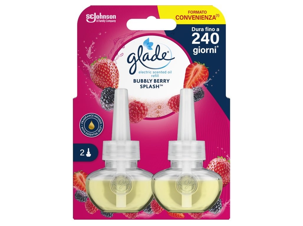 AMBIENTADOR ELÉCTRICO RECARGA GLADE BUBBLY BERRY SPLASH 2X20ML