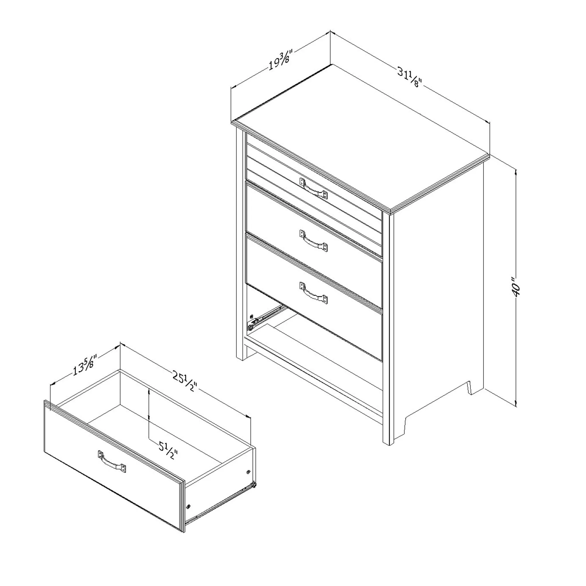 South Shore Commode 4 Tiroirs Ulysses - Myrtille
