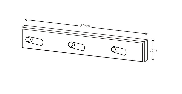 Porte-manteaux mural à 3 têtes L. 30 cm bois noir