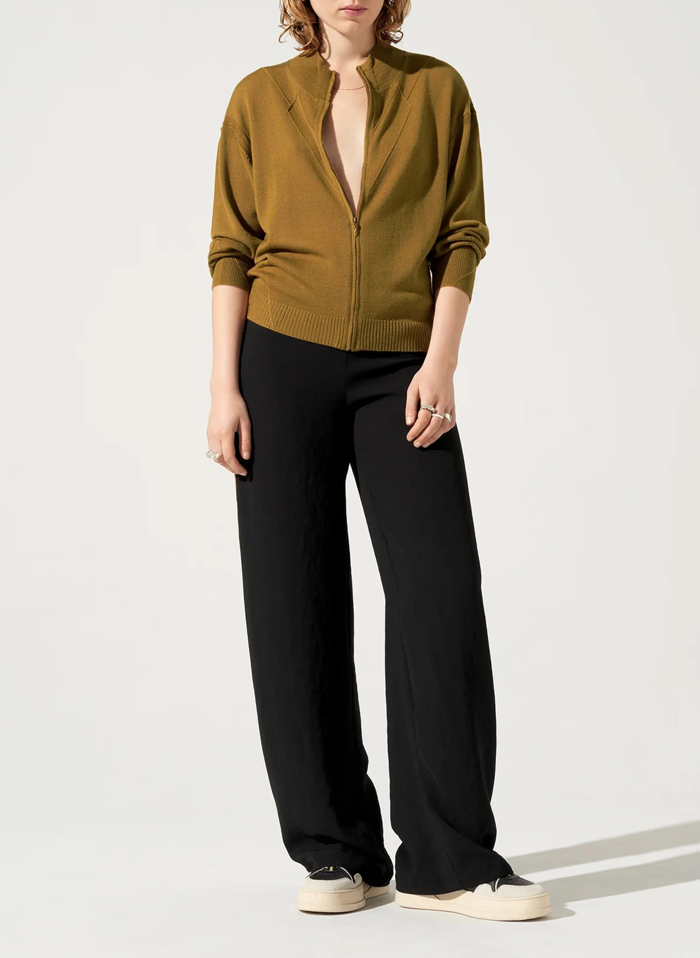 Gilet oversize col montant en laine | Jaune