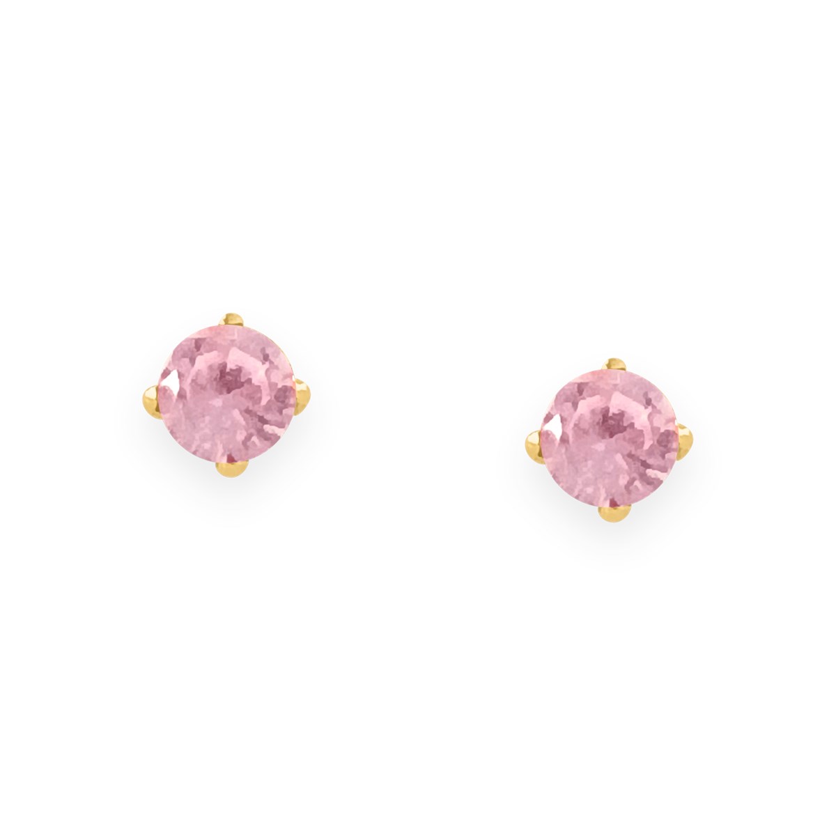 Boucles d'oreilles en acier doré avec Oxyde de Zirconium 3mm teinté rose