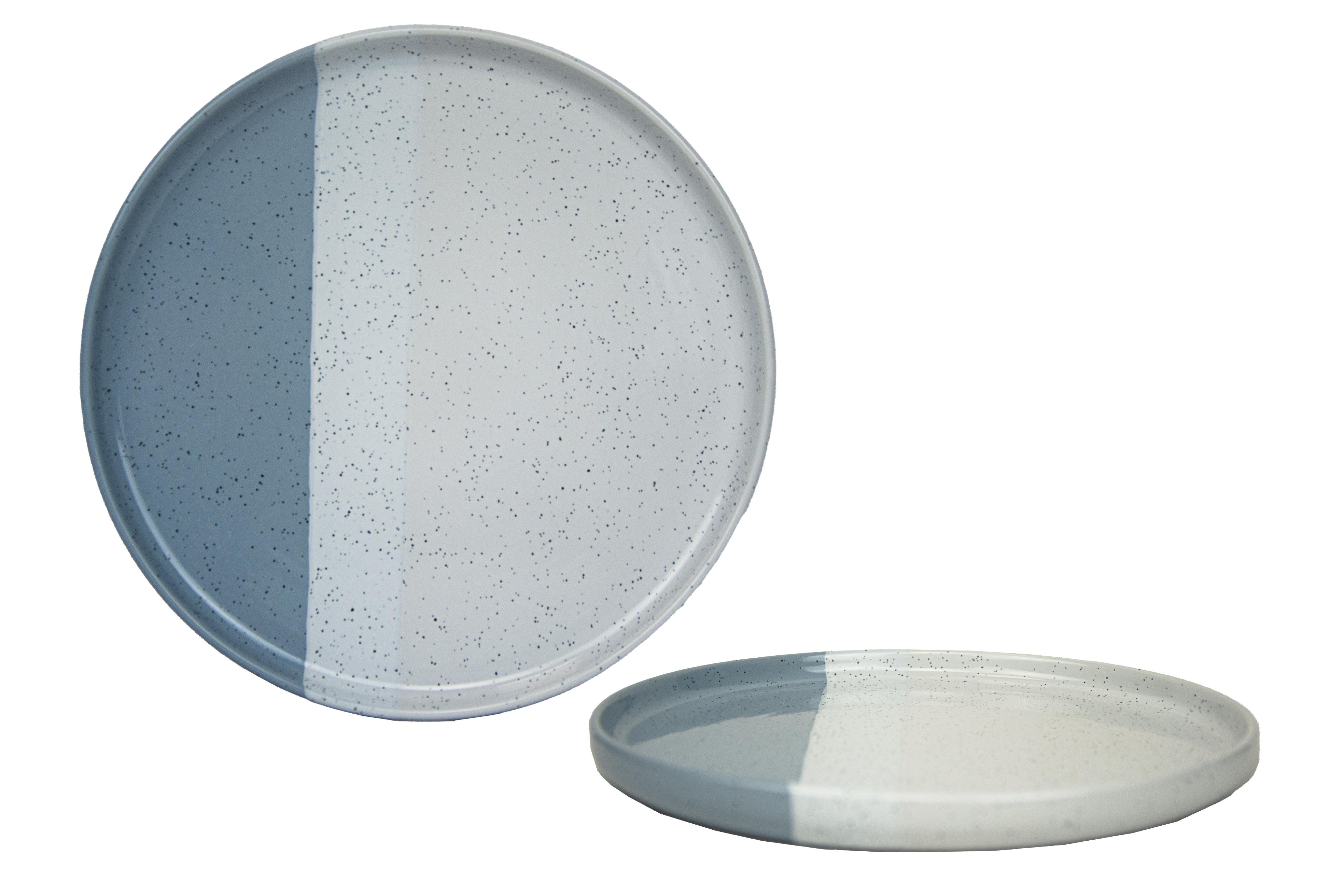 ASSIETTE PLATE GEO 27CM BLEU GRES
