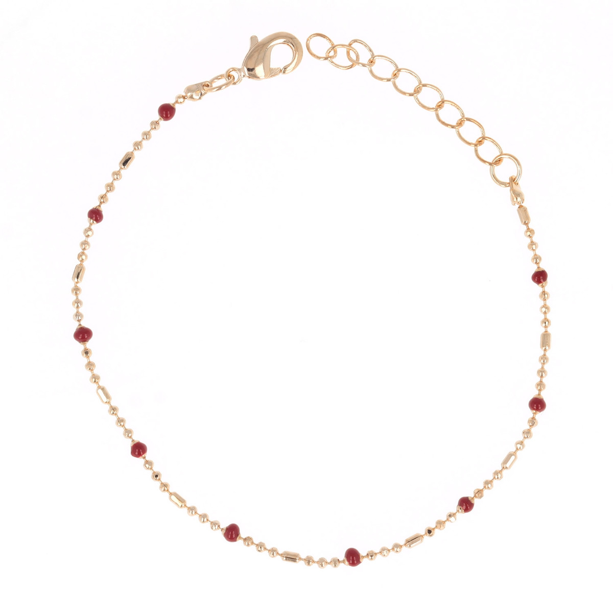 Bracelet plaqué or avec résine rouge 15cm+3cm