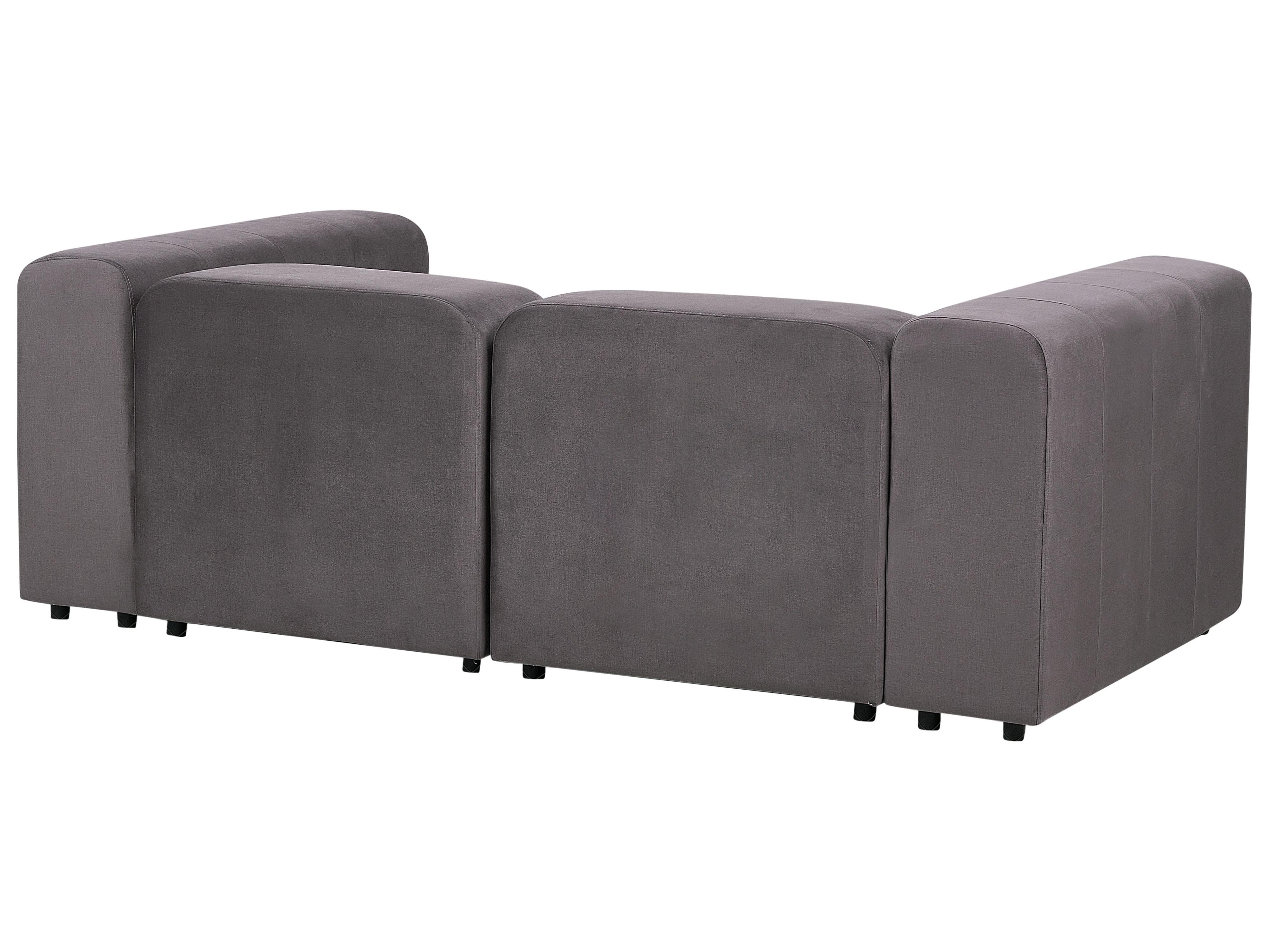Modulaire bank 2-zits FALSTERBO Fluweel Donkergrijs met ottomaan