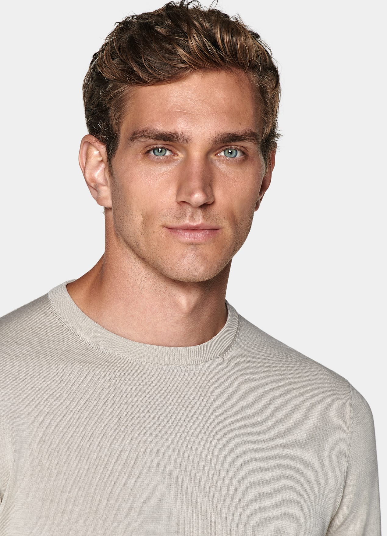 Pull col rond sable