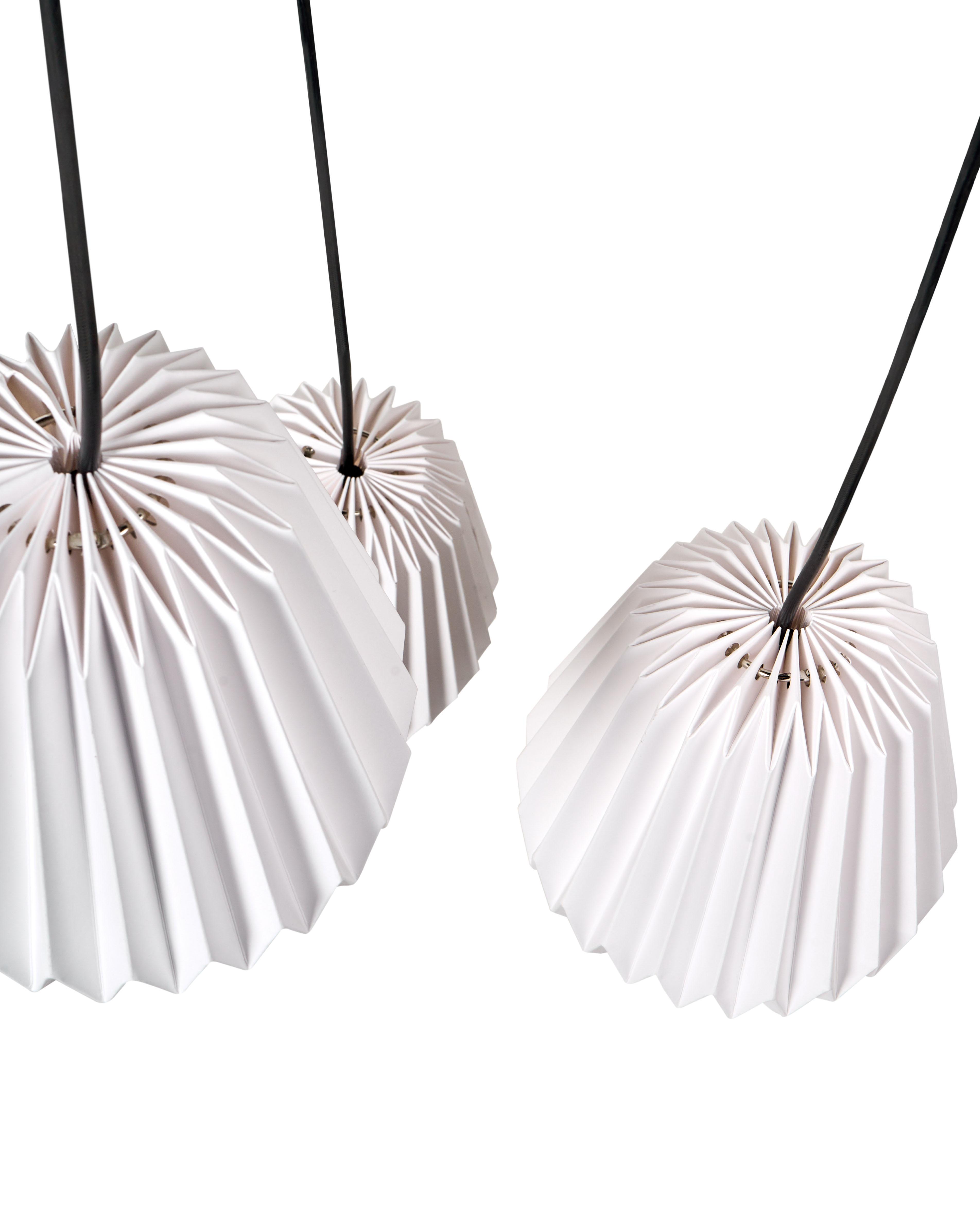 3-lichts hanglamp HONDE Papier Wit