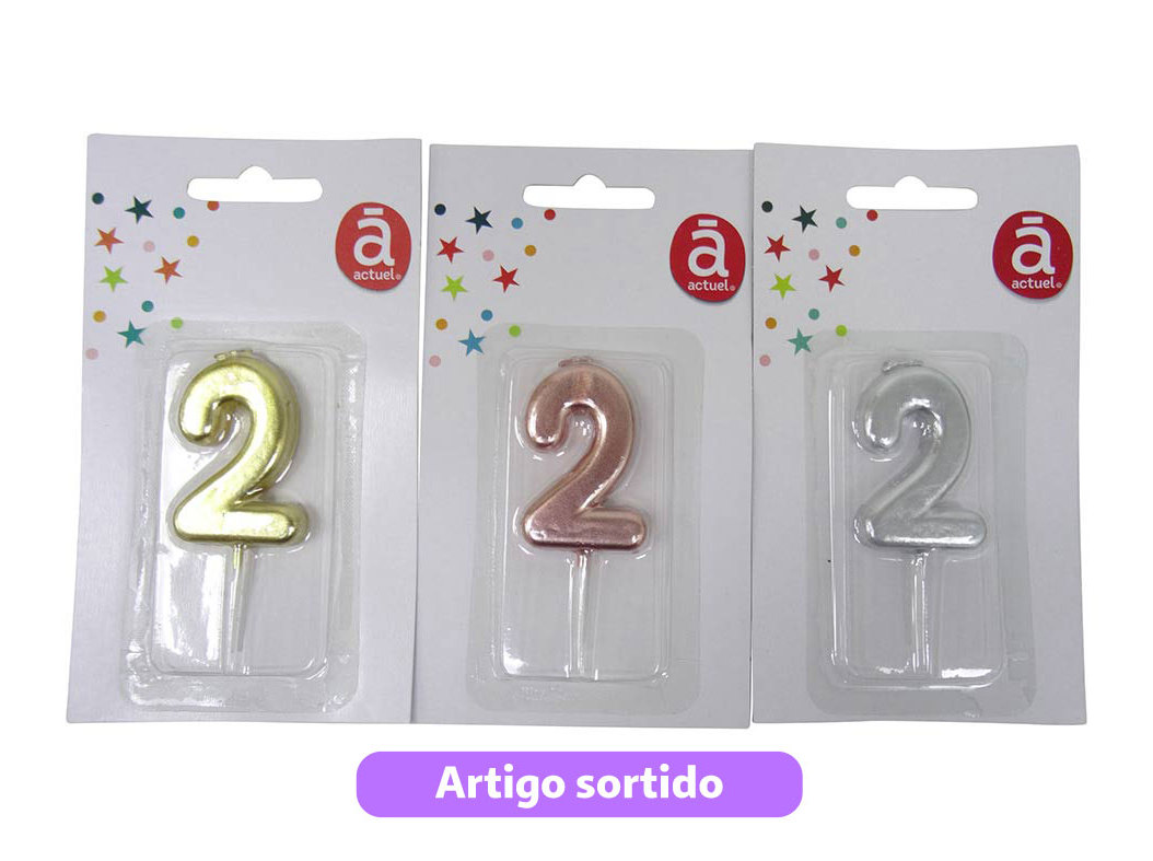 VELA ANIVERSÁRIO Nº2 ACTUEL CORES SORTIDAS