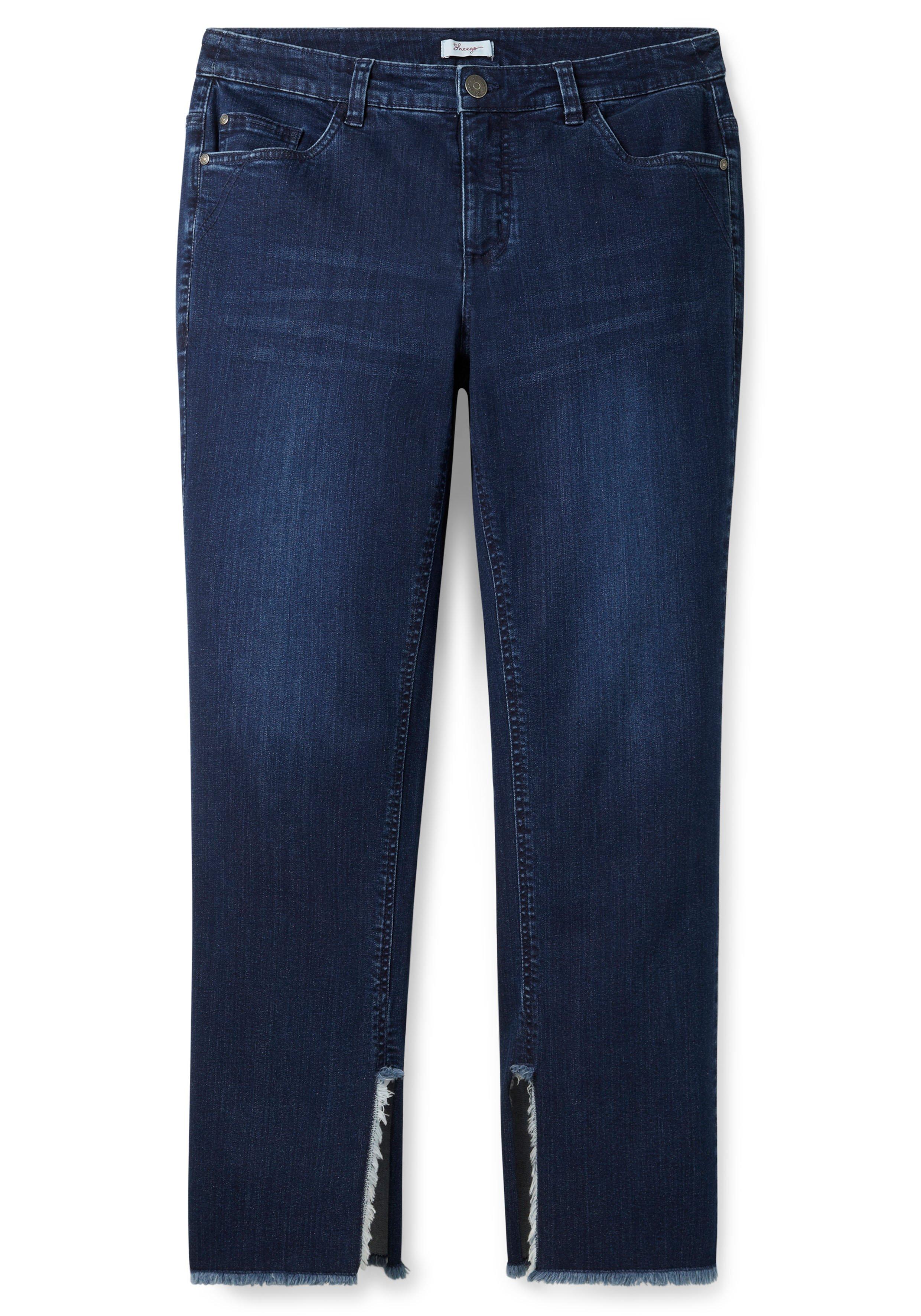 Gerade Jeans mit geschlitztem Innensaum