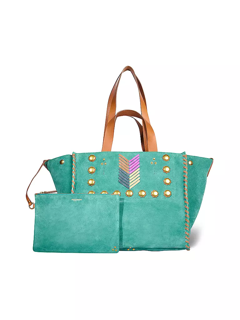 JEROME DREYFUSS Ledertasche - Shopper LEON Medium türkis