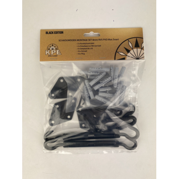 Schaduwdoek montage set 8mm RVS Zwart