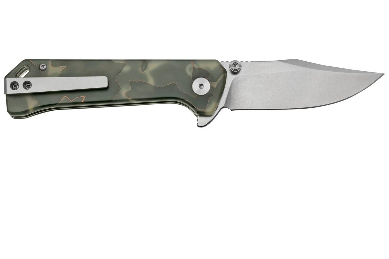QSP Grebe QS147-E1, S35VN Clippoint Glow In The Dark Raffir, zakmes