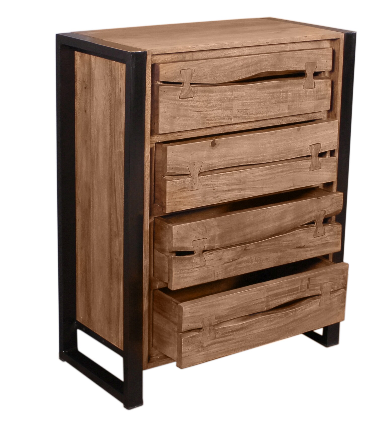 Kommode NATURAL EDGE Akazie Schubladenschrank Sideboard Wohnzimmerschrank