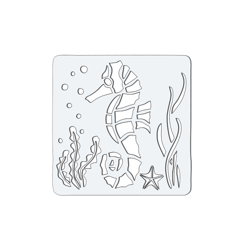 (20er Set) 13x13cm Zeichen Schablonen Wiederverwendbare DIY Mal Vorlagen - Meerestiere