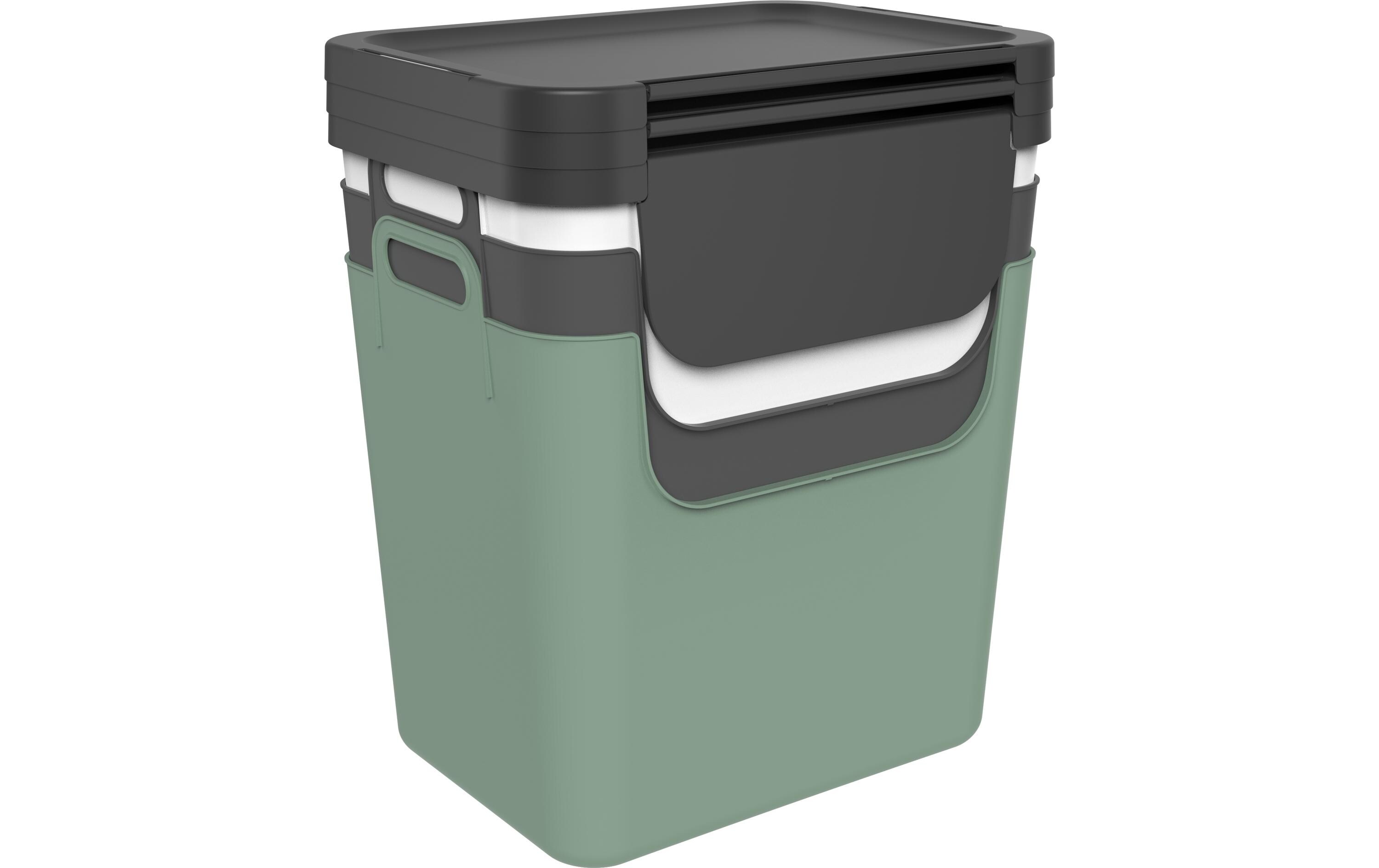 Recyclingbehälter Jive 99.2 l, Grün/Schwarz/Weiss5-teiliges Recycling-Müllsystem