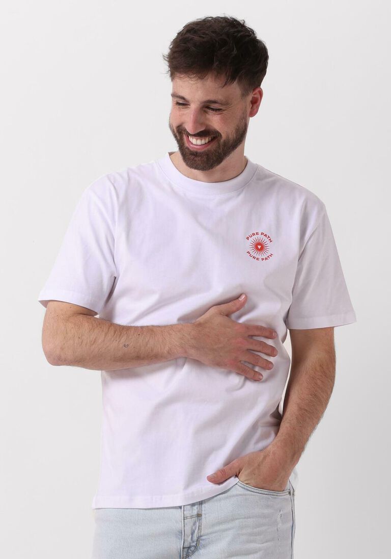 PURE PATH witte pure path t-shirt tshirt with chest and back print
