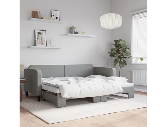 VIDAXL - Lit de jour avec lit gigogne gris clair 80x200 cm tissu