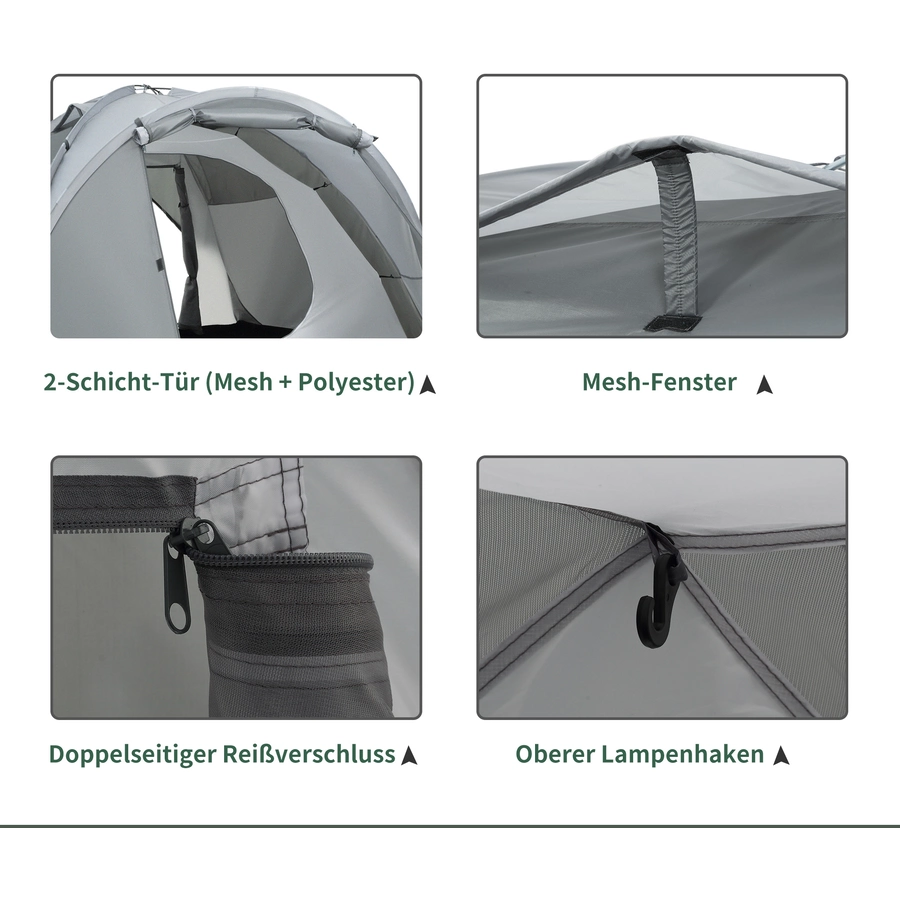 Outsunny Campingzelt mit Meshfenster grau