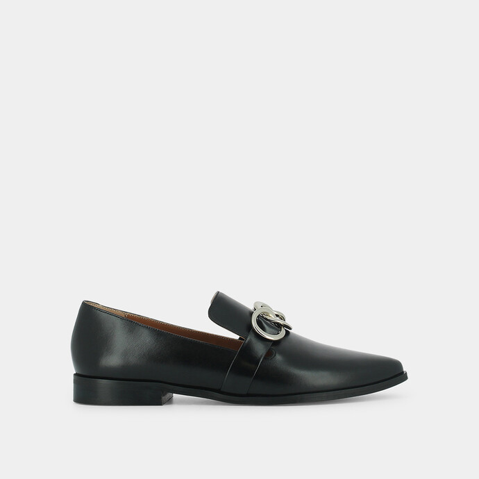 Mocassins à boucles  en cuir noir
